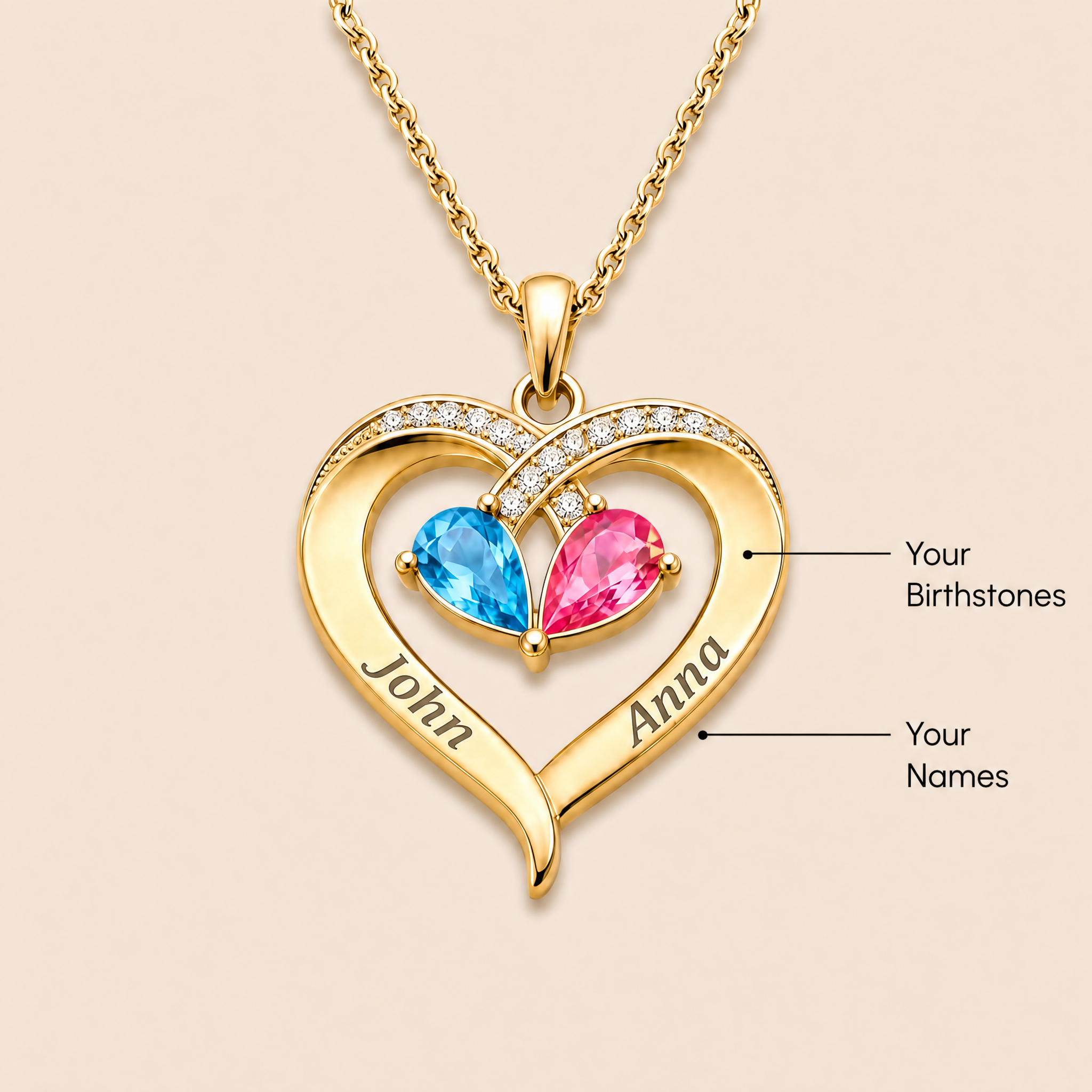 🎁  Last Day 90% OFF -To My Wife – Birthstone Heart Necklace