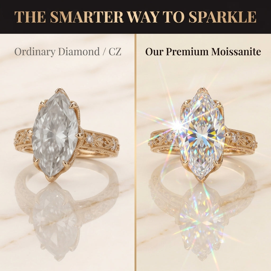 Vintage Floral Setting 3CT Dutch Marquise Moissanite Ring | 90% OFF Limited Time, Last Day!🔥