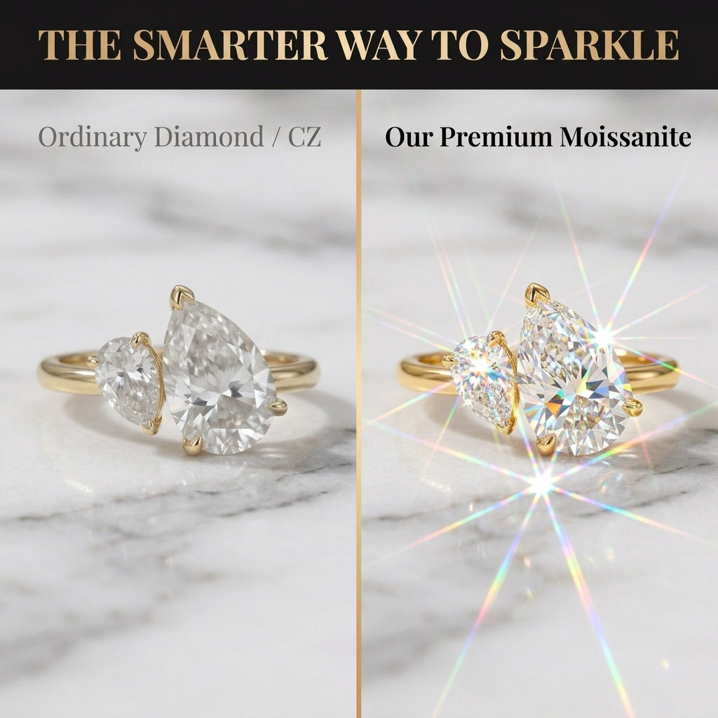 Unique Double Pear Engagement Ring – Asymmetrical Toi et Moi Sparkle Ring--Last Day Sale-90% OFF🔥