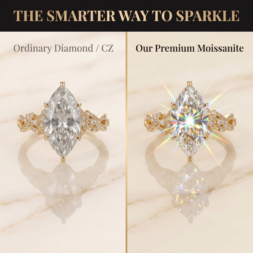 The Twisted Band Marquise Premium Moissanite Ring | 90% OFF Limited Time, Last Day!🔥