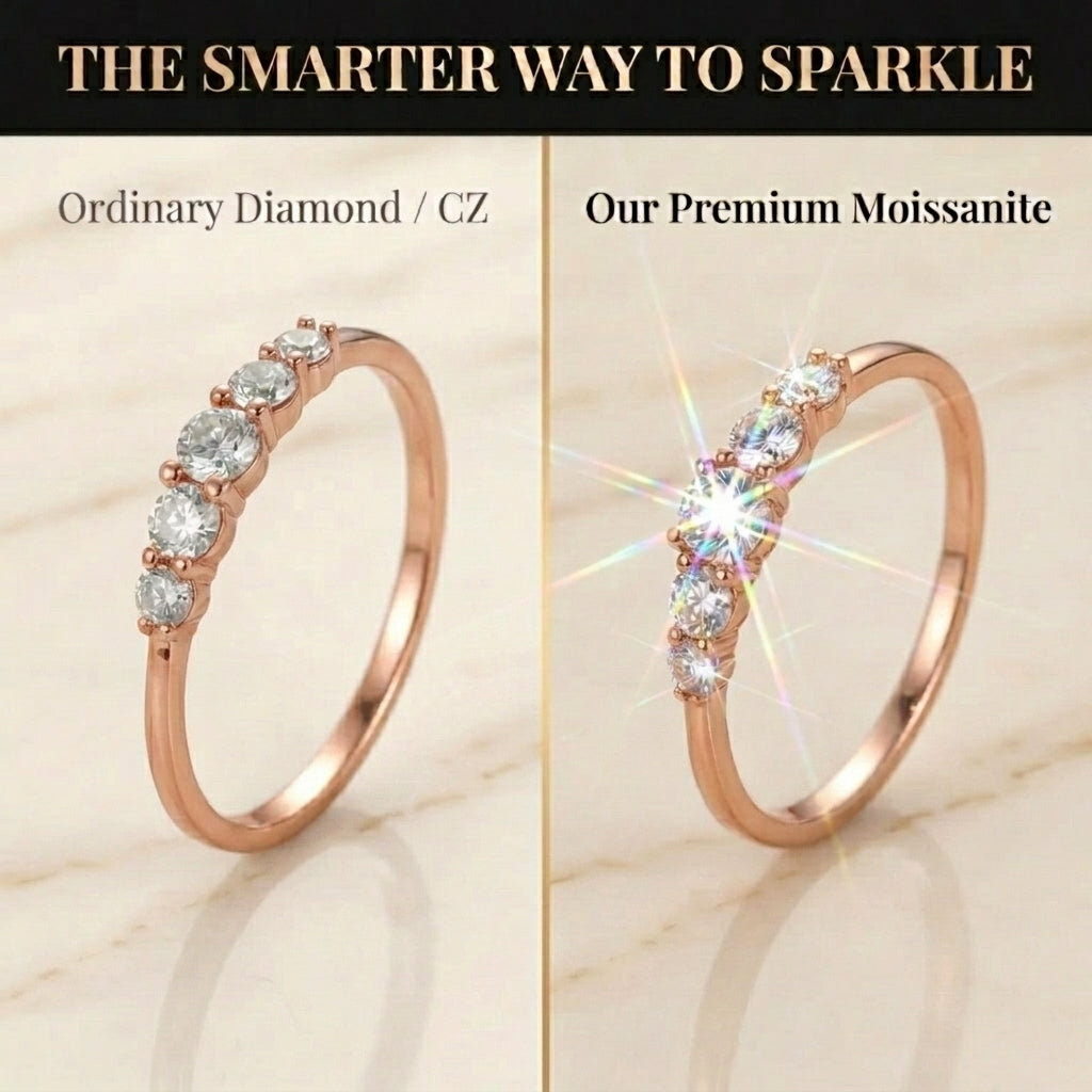 High-Clarity 5-Stone Premium Moissanite Ring | 90% OFF Limited Time, Last Day!🔥