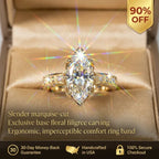 Brilliant 4-Carat Marquise Solitaire Ring with Vintage Floral Setting | Comfortable Everyday Elegance & Sparkle