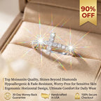 Moissanite Sideways Cross Ring in 925 Sterling Silver | Hypoallergenic Everyday Faith Jewelry
