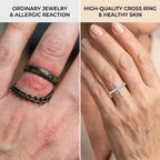 Moissanite Sideways Cross Ring in 925 Sterling Silver | Hypoallergenic Everyday Faith Jewelry