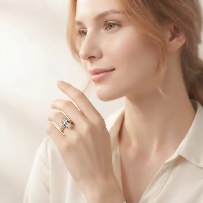 Brilliant 4-Carat Marquise Solitaire Ring with Vintage Floral Setting | Comfortable Everyday Elegance & Sparkle