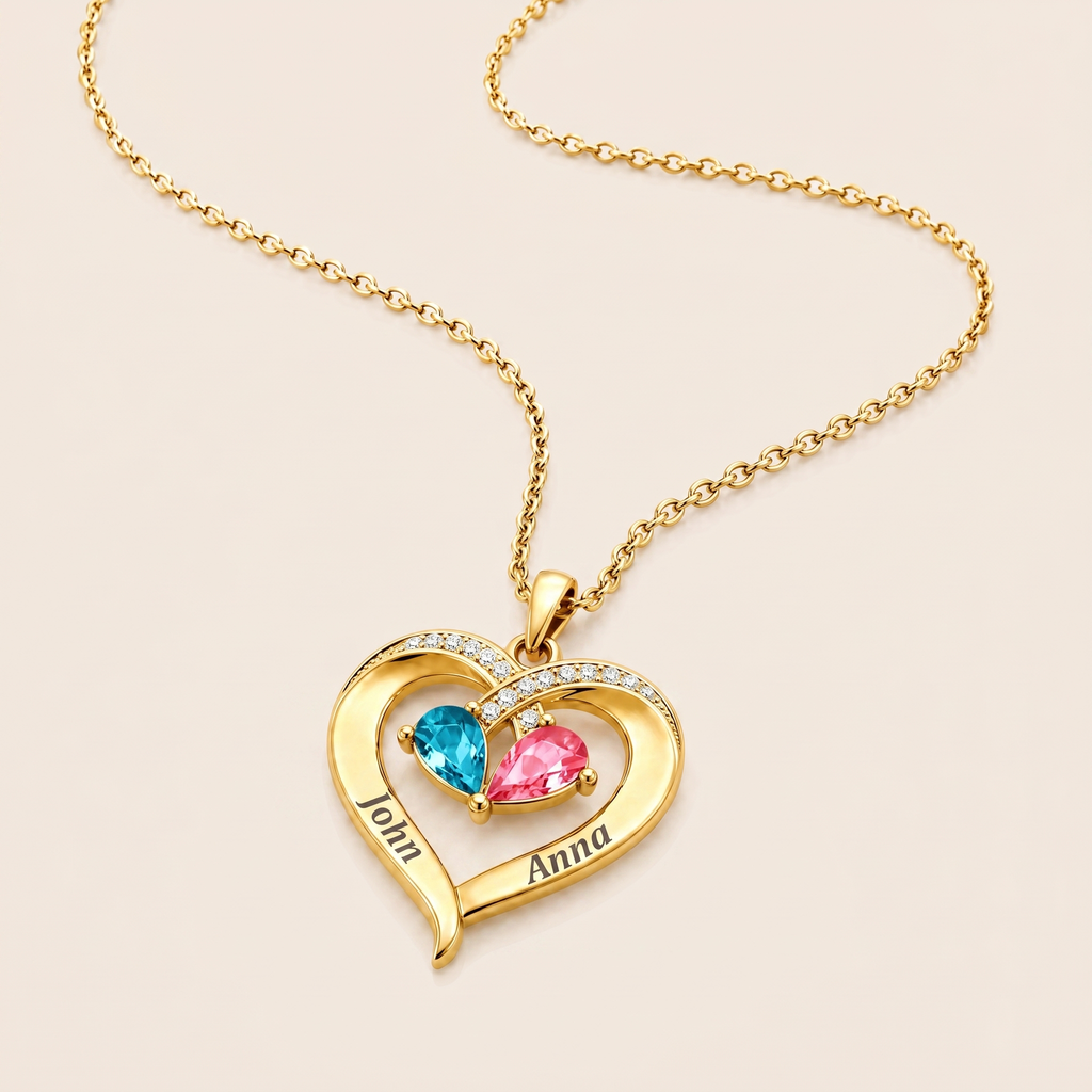 🎁  Last Day 90% OFF -To My Wife – Birthstone Heart Necklace